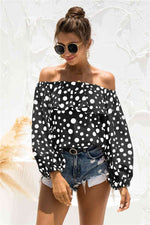 Polka Dot Off-Shoulder Layered Blouse - Ladyez