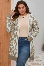 Plus Size Printed Long Sleeve Cardigan - Ladyez