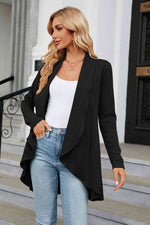 Open Front Long Sleeve Cardigan - Ladyez