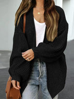 Drop Shoulder Balloon Sleeve Cardigan - Ladyez
