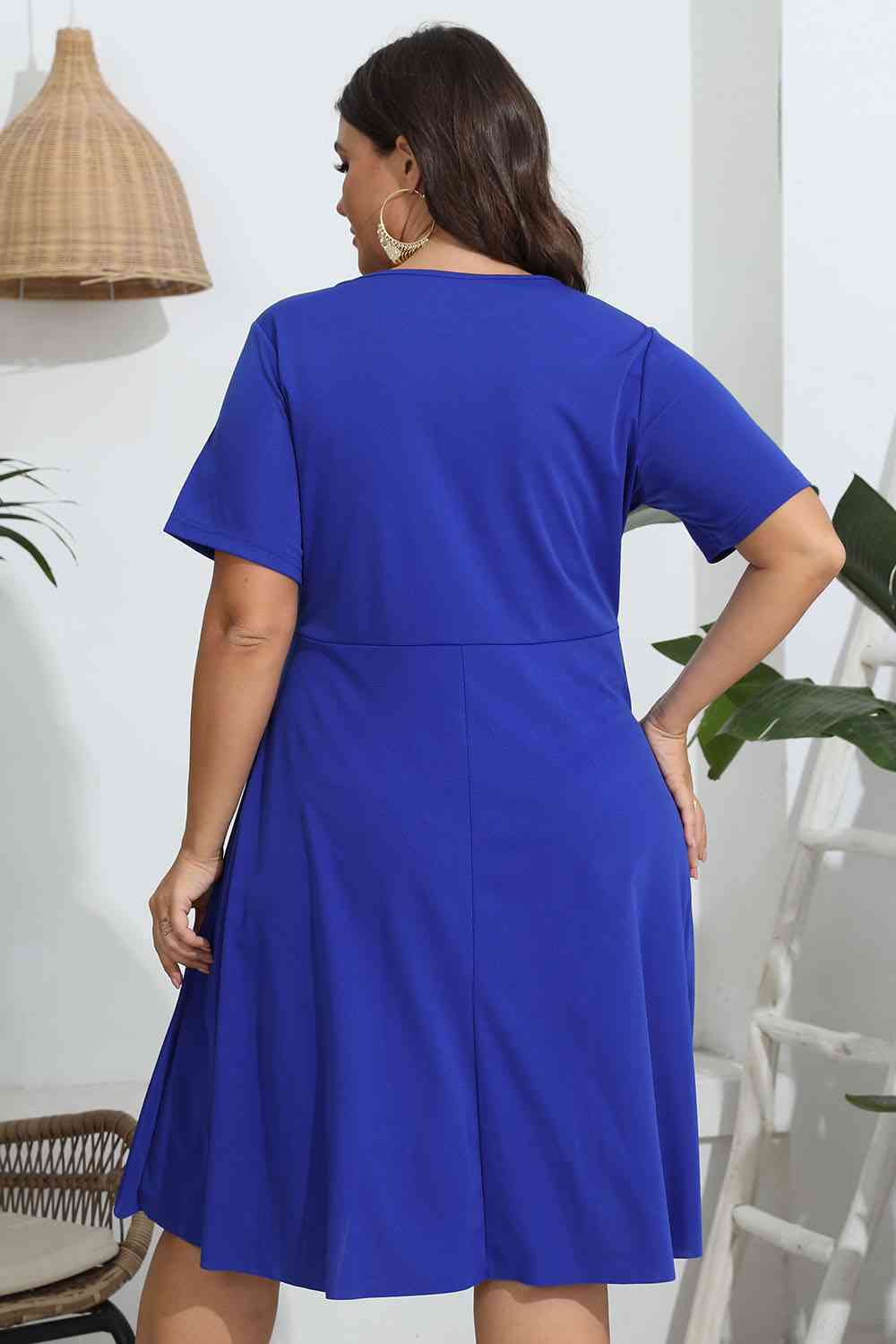 Plus Size Round Neck Openwork Dress - Ladyez