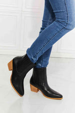 MMShoes Love the Journey Stacked Heel Chelsea Boot in Black - Ladyez
