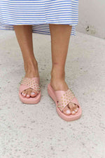 Forever Link Studded Cross Strap Sandals in Blush - Ladyez