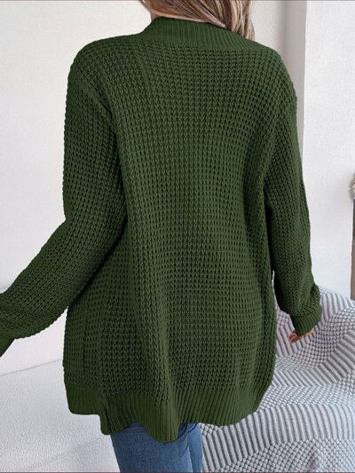 Open Front Long Sleeve Cardigan with Pockets - Ladyez