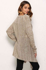 One-Button Tassel Tie Asymmetrical Hem Cardigan - Ladyez