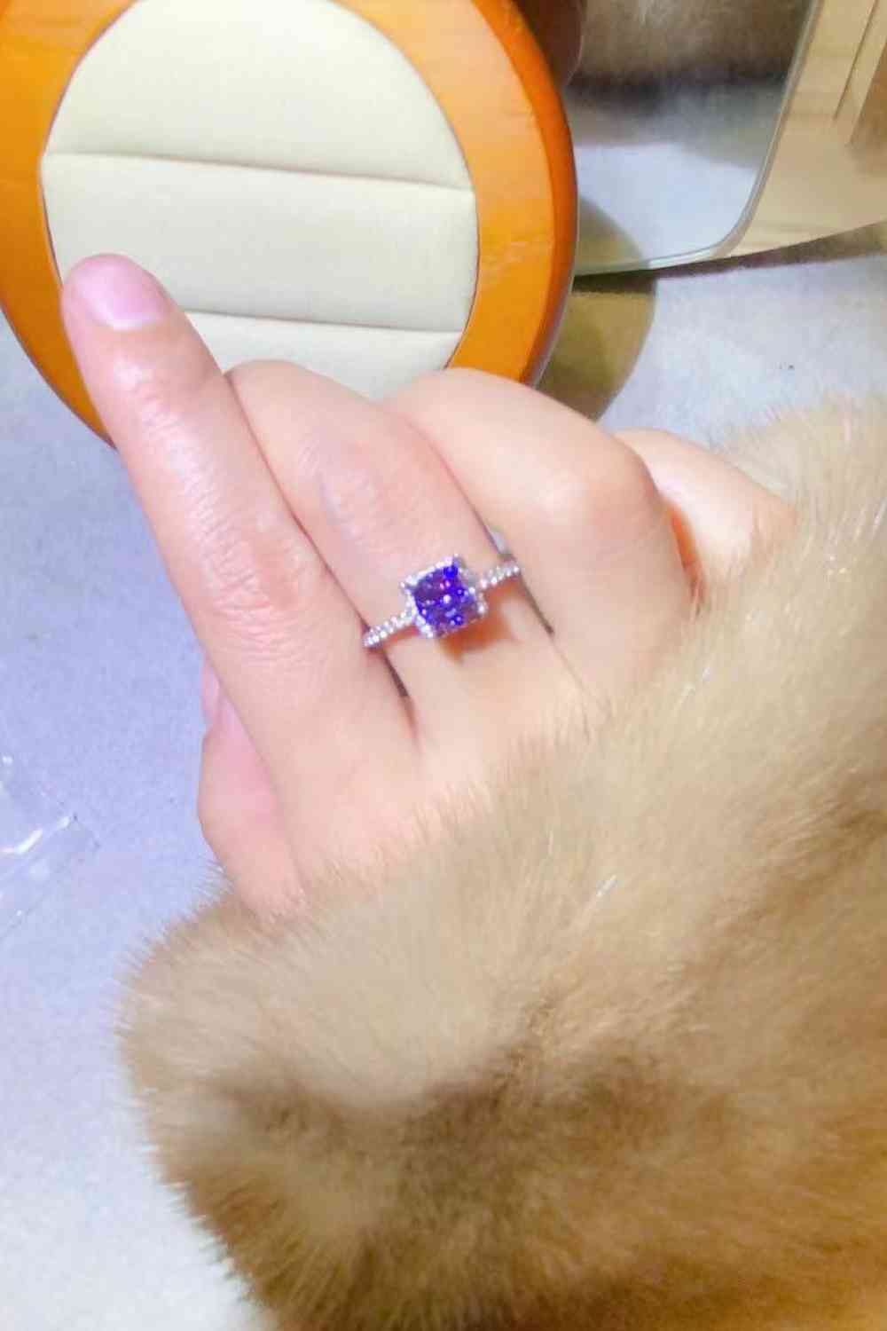 1 Carat Moissanite Platinum-Plated Square Ring - Ladyez