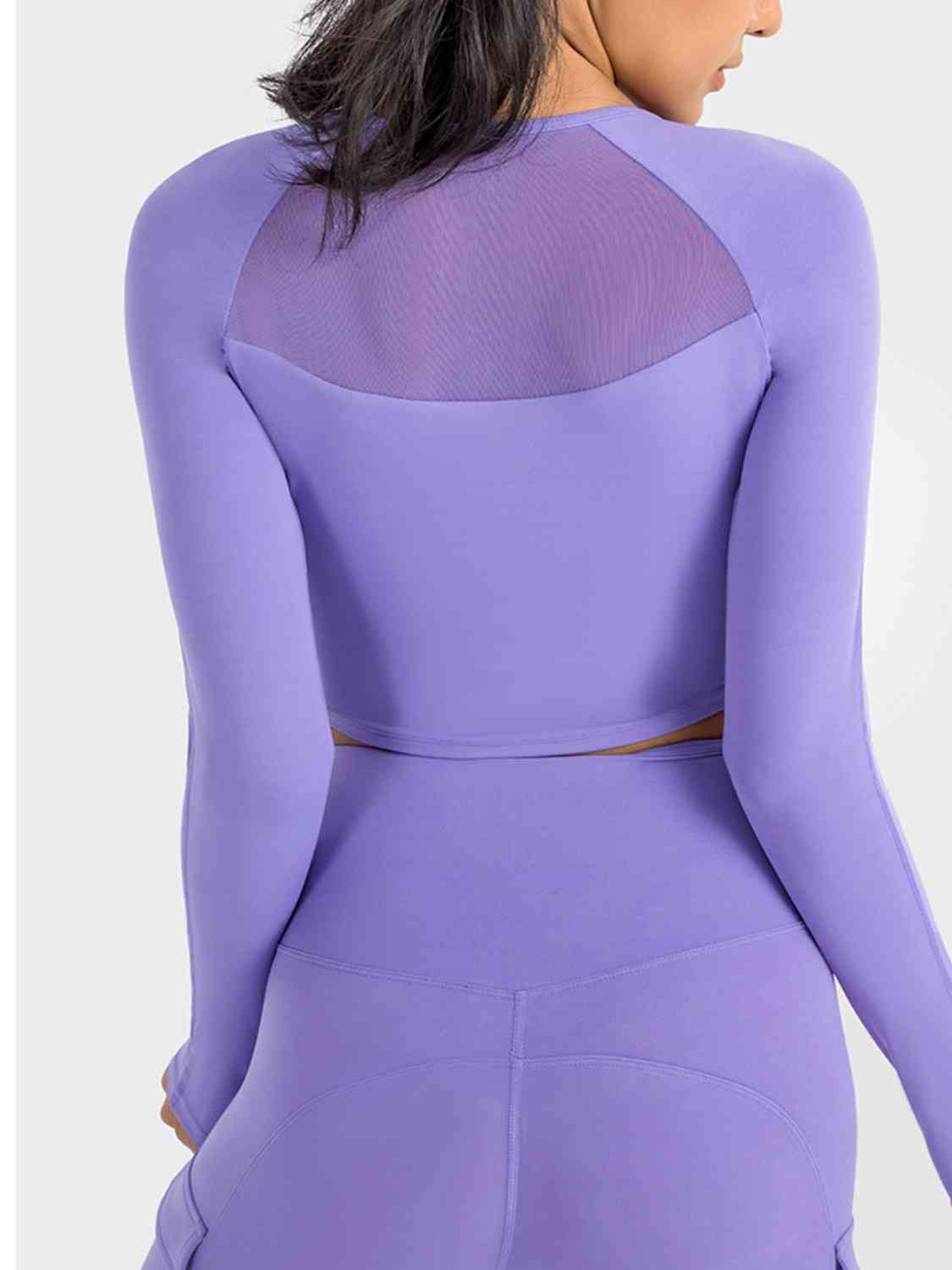 Square Neck Long Sleeve Cropped Sports Top - Ladyez