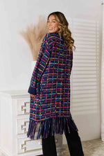 Fringe Hem Open Front Cardigan - Ladyez