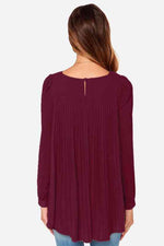 Full Size Round Neck Back Pleated Blouse - Ladyez