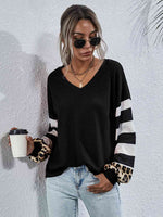 Leopard Striped Waffle-Knit Top - Ladyez