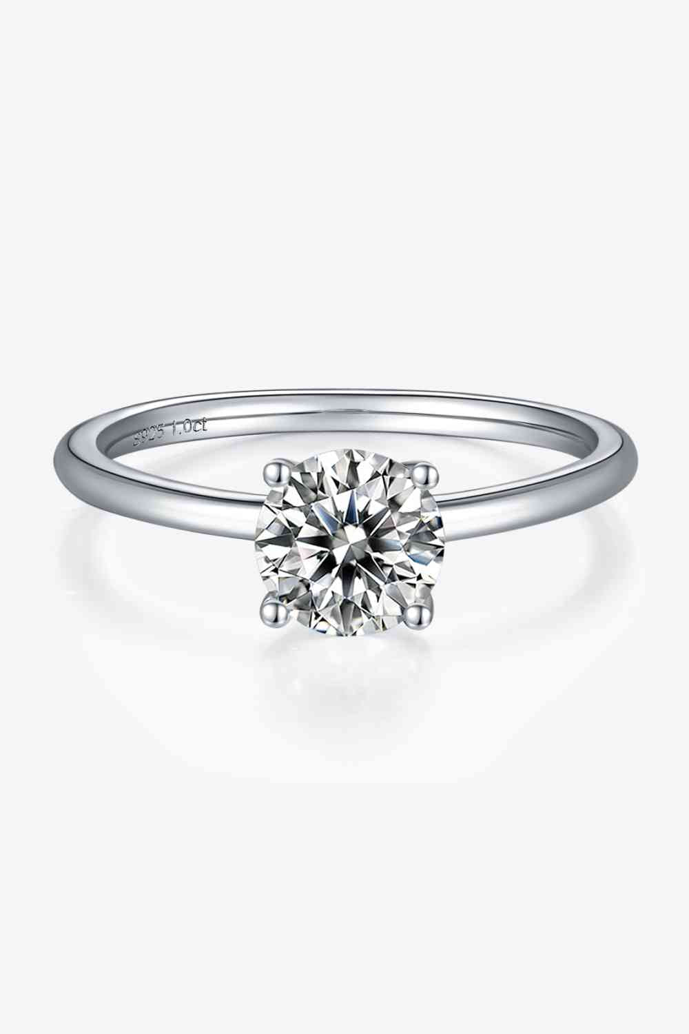 1 Carat Moissanite 925 Sterling Silver Solitaire Ring - Ladyez