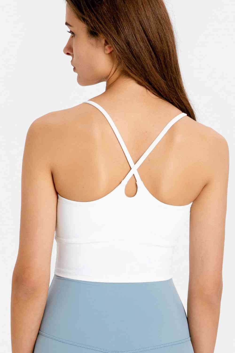 Crisscross Back Scoop Neck Sports Cami - Ladyez
