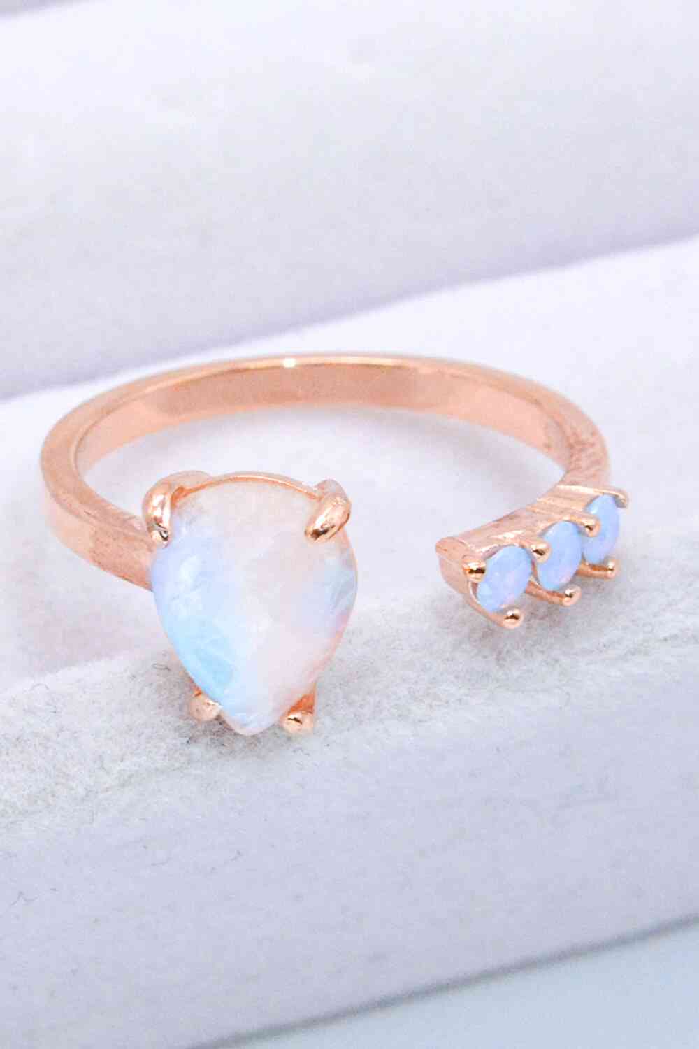 18K Rose Gold-Plated Moonstone Open Ring - Ladyez