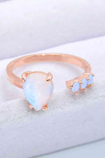 18K Rose Gold-Plated Moonstone Open Ring - Ladyez