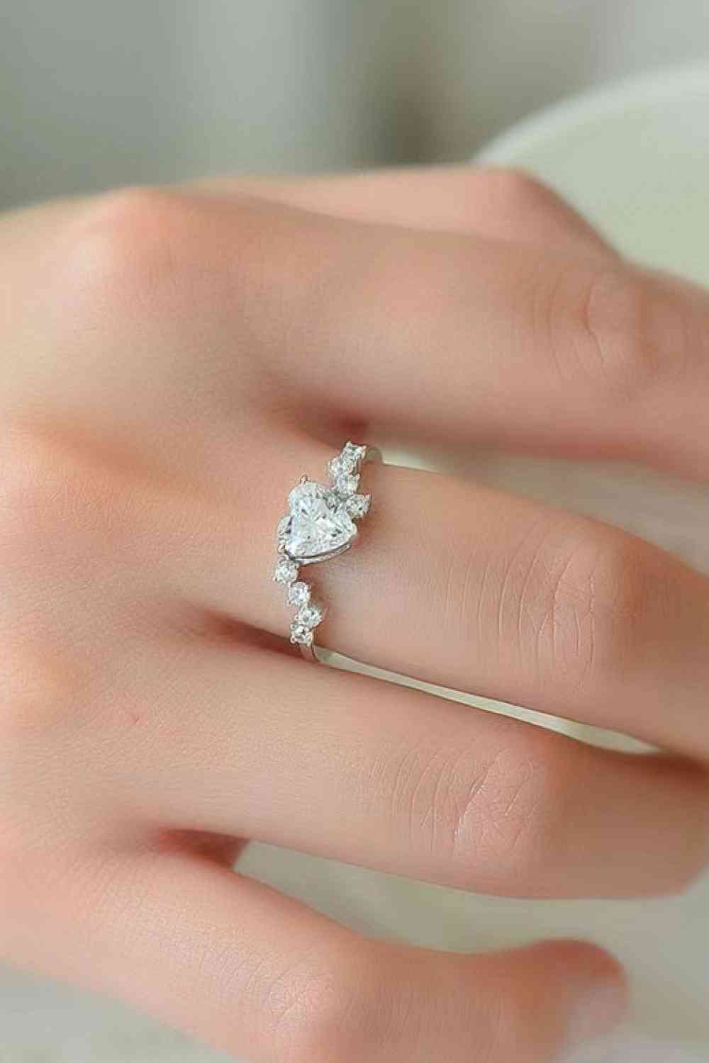 1 Carat Moissanite Heart 925 Sterling Silver Ring - Ladyez