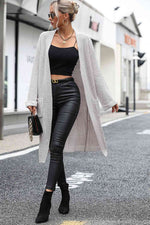 Dropped Shoulder Long Sleeve Cardigan with Pocket - Ladyez