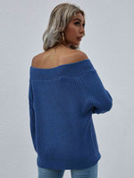 Double Take Off-Shoulder Rib-Knit Sweater - Ladyez