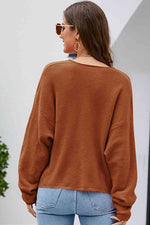 V-Neck Center Seam Sweater - Ladyez