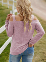 Full Size Cutout Cold Shoulder Blouse - Ladyez