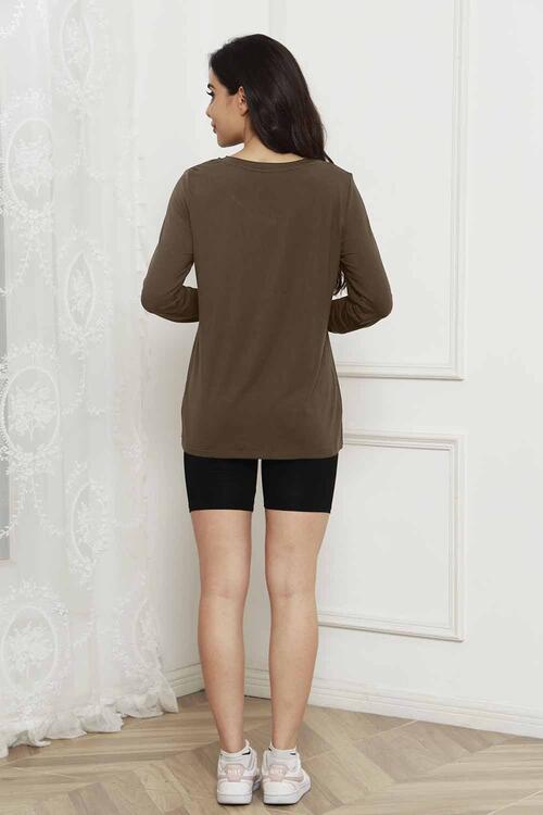 Basic Bae Full Size Round Neck Long Sleeve Top - Ladyez
