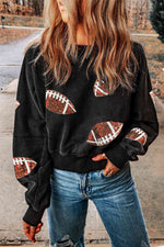 Sequin Football Patch Open Back Sweatshirt - Ladyez