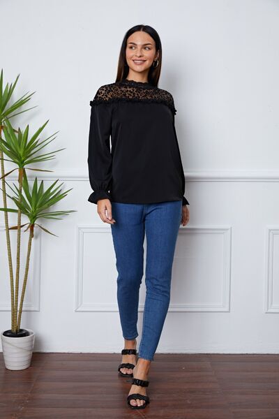 Leopard Frill Flounce Sleeve Blouse - Ladyez