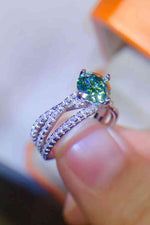 1 Carat Moissanite Contrast 925 Sterling Silver Ring - Ladyez