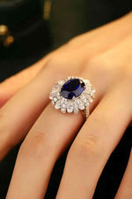 5 Carat Lab-Grown Sapphire Flower Shape Ring - Ladyez