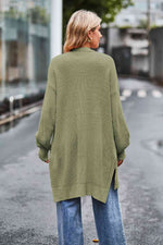 Open Front Dropped Shoulder Longline Cardigan - Ladyez