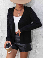 Open Front Long Sleeve Cardigan - Ladyez