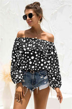 Polka Dot Off-Shoulder Layered Blouse - Ladyez