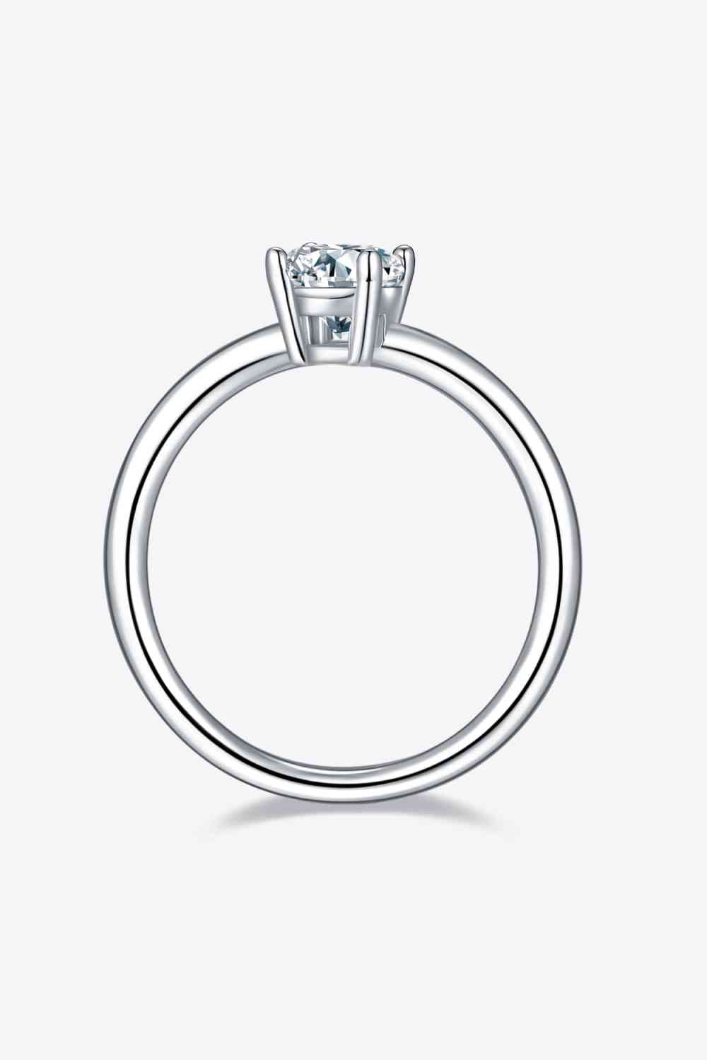 1 Carat Moissanite 925 Sterling Silver Solitaire Ring - Ladyez