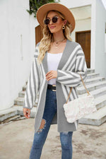 Woven Right Two-Tone Open Front Fuzzy Longline Cardigan - Ladyez
