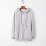 Quarter-Zip Drawstring Teddy Hoodie - Ladyez
