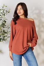 BOMBOM Drop Shoulder Long Sleeve Blouse with Pockets - Ladyez