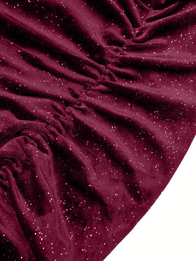 Glitter Ruched Cowl Neck Wrap Dress - Ladyez