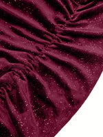 Glitter Ruched Cowl Neck Wrap Dress - Ladyez