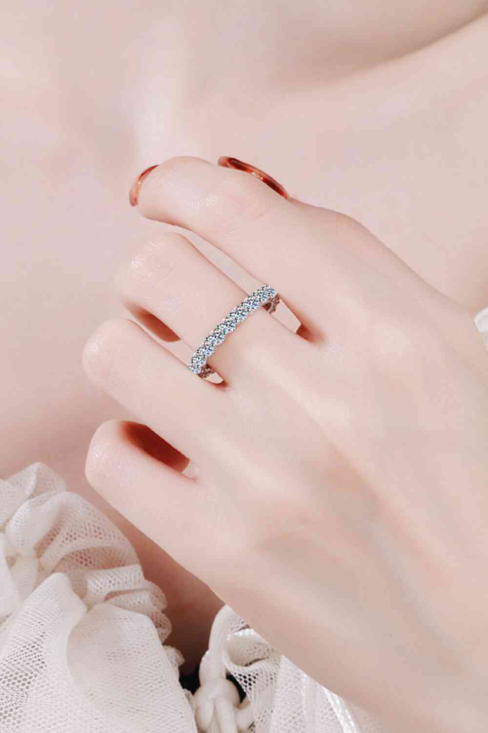Moissanite Rhodium-Plated Ring - Ladyez