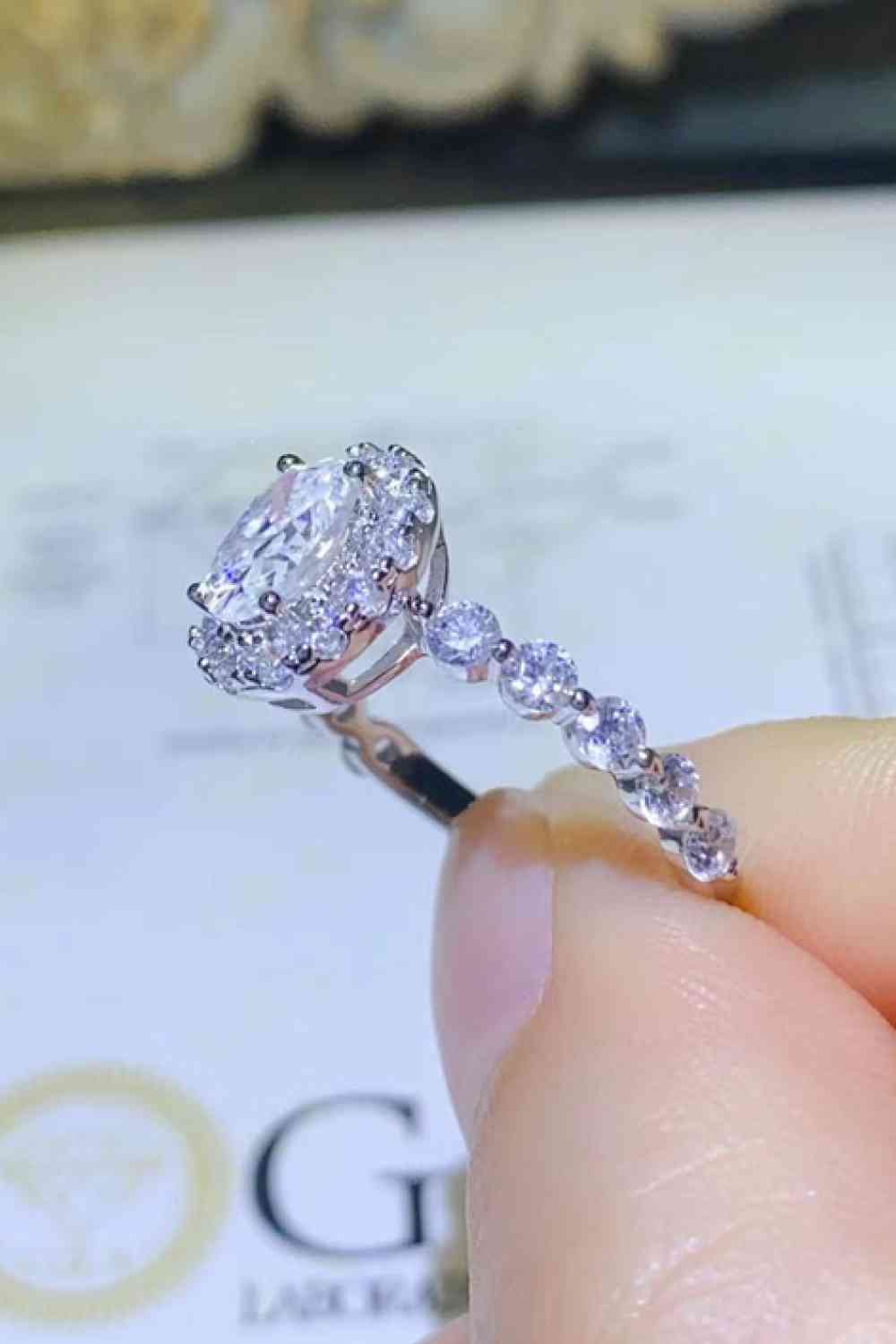 Adored 1 Carat Moissanite 925 Sterling Silver Halo Ring - Ladyez