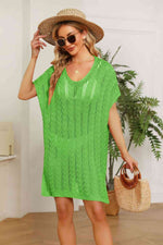 Openwork Side Slit Knit Dress - Ladyez