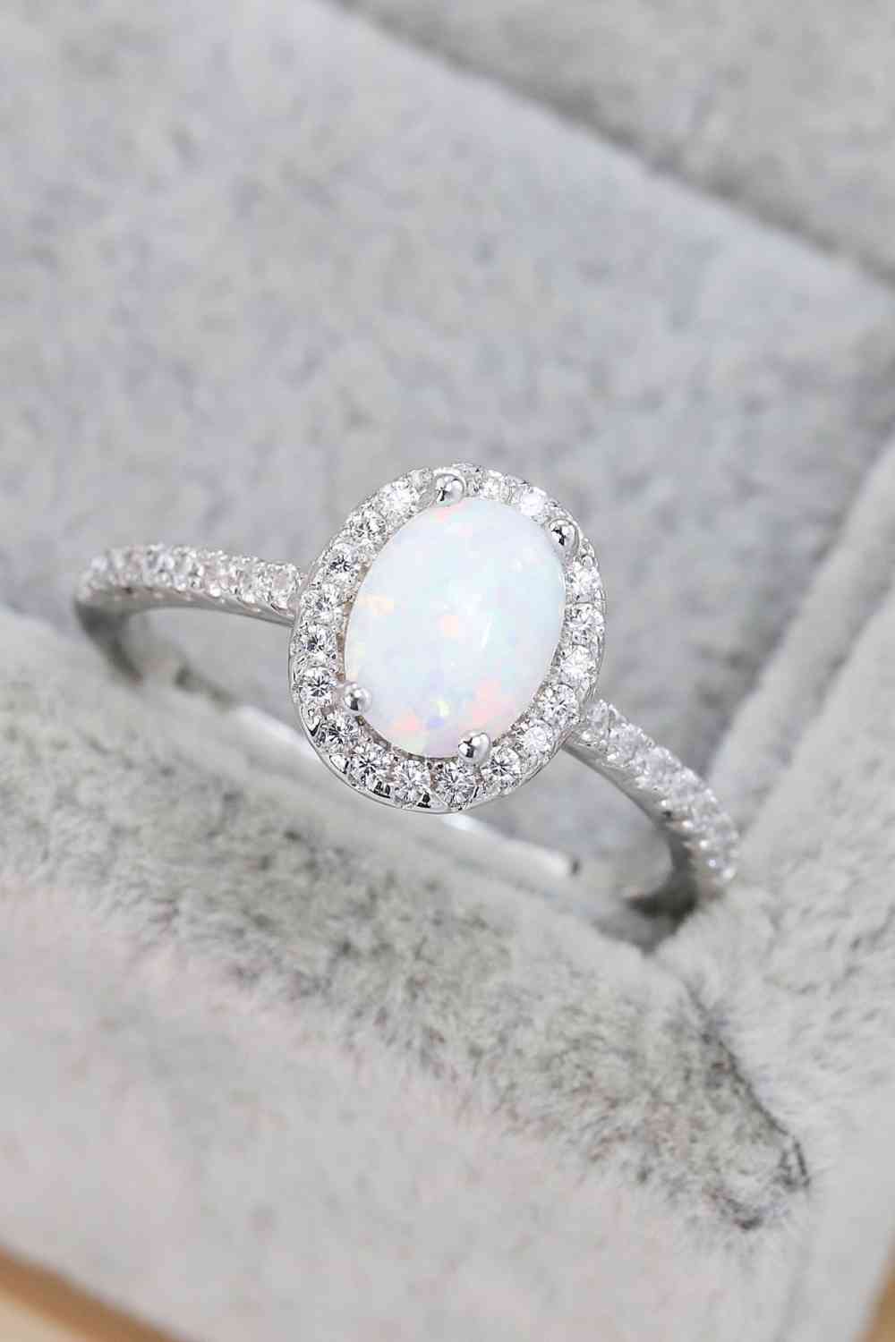 Opal 925 Sterling Silver Halo Ring - Ladyez