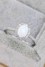 Opal 925 Sterling Silver Halo Ring - Ladyez