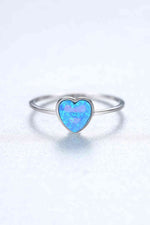 Opal Heart 925 Sterling Silver Ring - Ladyez