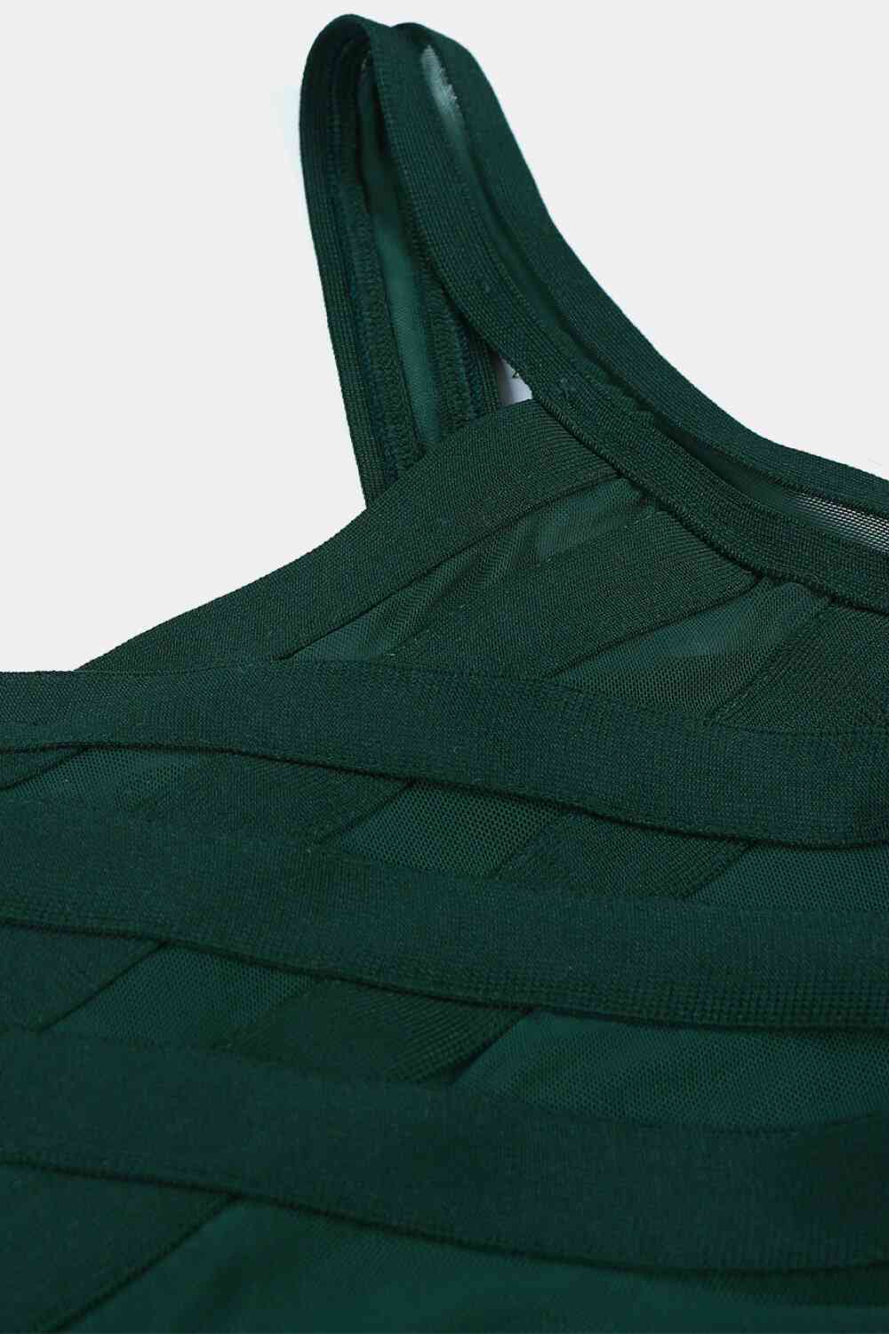 Sleeveless Spliced Mesh Midi Bandage Dress - Ladyez