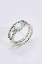 925 Sterling Silver Opal Split Shank Ring - Ladyez