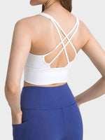 Scoop Neck Crisscross Straps Sports Bra - Ladyez