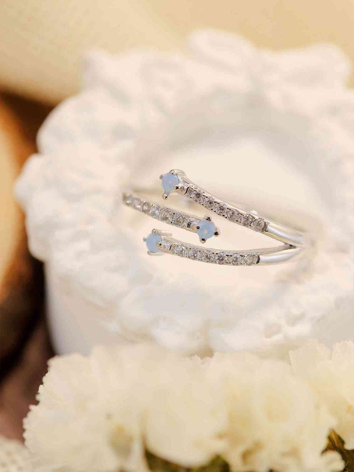 Moonstone Platinum-Plated Ring - Ladyez