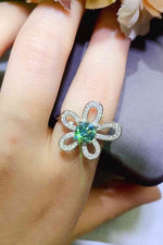 1 Carat Moissanite Flower Shape Open Ring - Ladyez