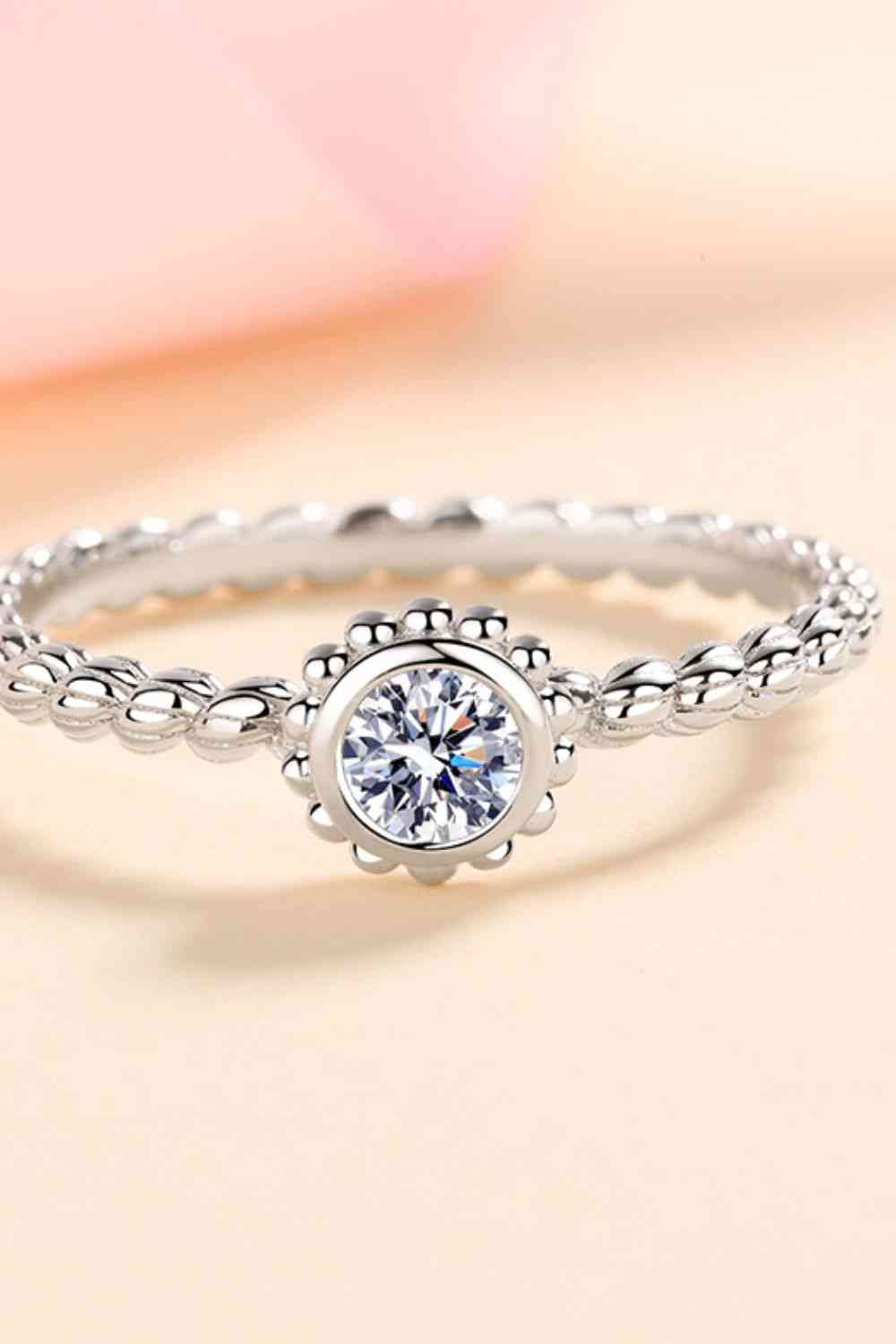 Moissanite Rhodium-Plated Ring - Ladyez