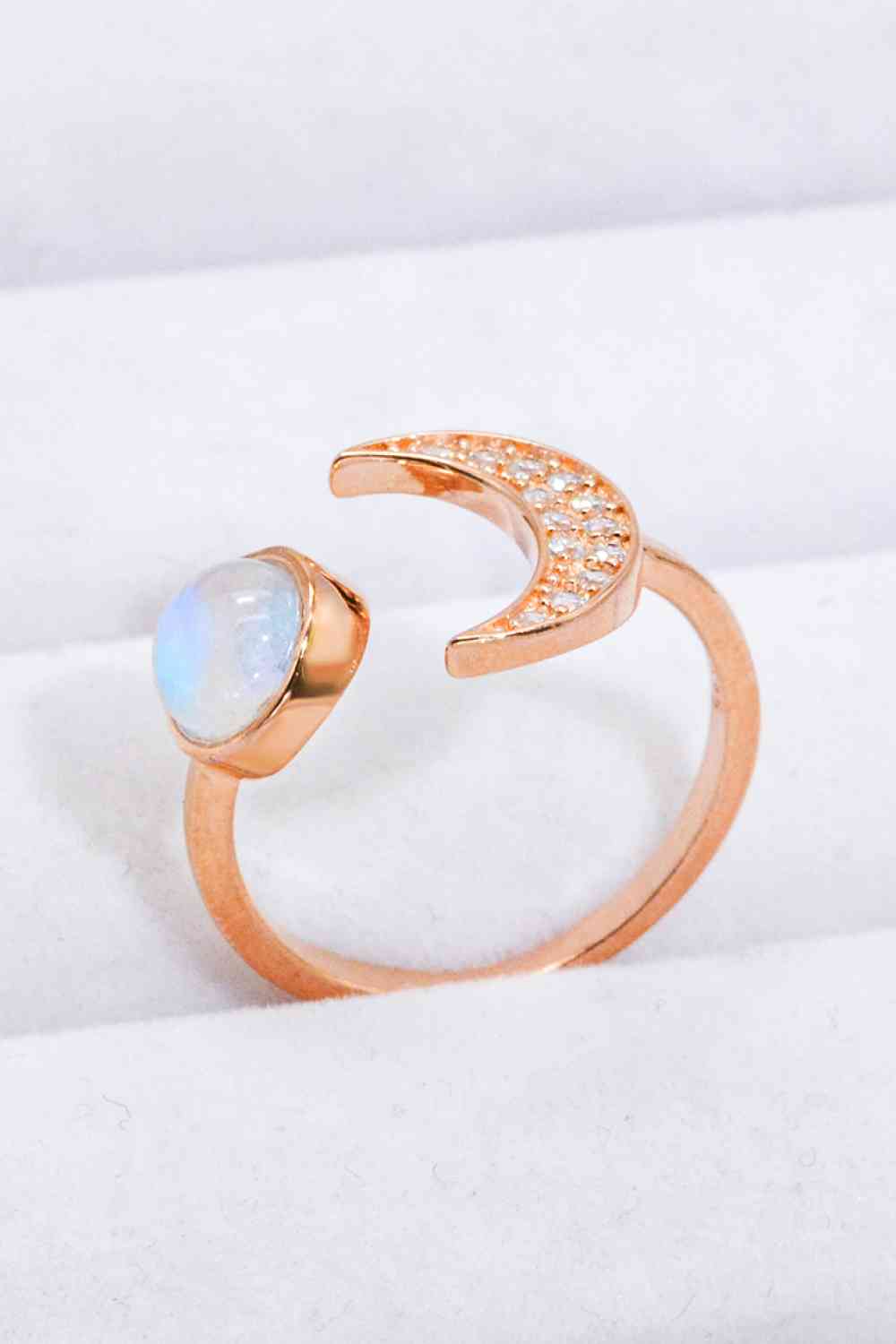 Natural Moonstone and Zircon Sun & Moon Open Ring - Ladyez